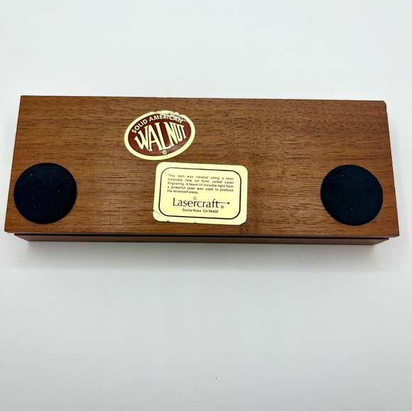 Walnut Wood with laser engraved train/ steam engine design. - Picture 3 of 8